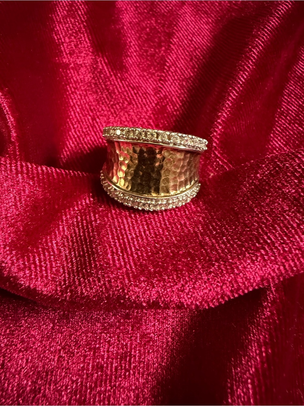 Vintage Joseph Esposito ESPO Sterling Silver Two Tone Hammered Ring Sz 5